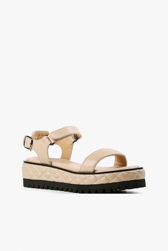 womens quilted vel sandals in nude
