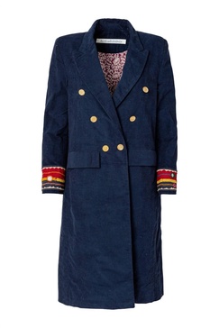 women's wade corduroy coat in navy indigo