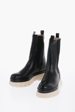 leather mecille chelsea booties with chulky sole