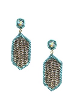 women's seed bead rhinestone hexagon dangle earring