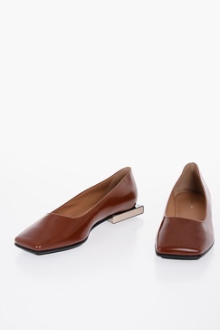 leather squared-toe ballerina shoes