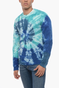 crew neck blue lagoon tie dye wool pullover