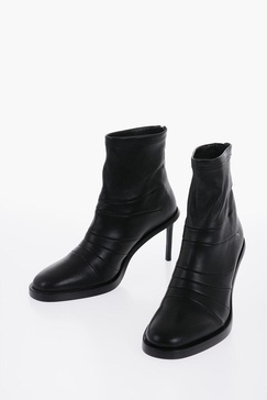 leather hedy sock boots with embroderies 8cm