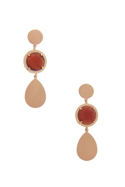 women's round gem teardrop dangle earring