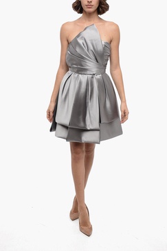satin multi layer dress with drapped detailing