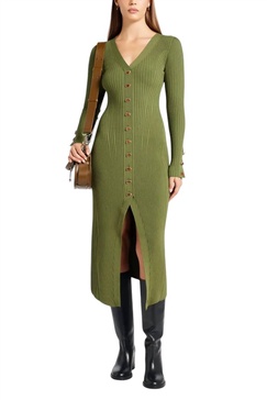 ondine knit midi dress in palm green