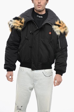 drop shoulder bomber with faux-fur