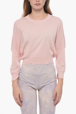 oversized crop sweater with stitch details