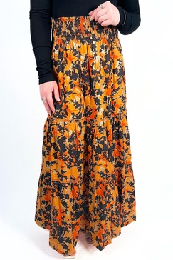 nour metallic maxi skirt in tiger eye