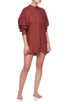 linen relaxed everywhere shirt in terracotta