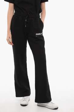 solid color sweat pants with printed logo