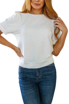 pristine puff sleeve top in white