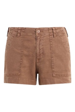 utility tab trouser shorts in sahara brown