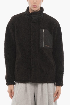 two-tone fleece jacket with breast pocket