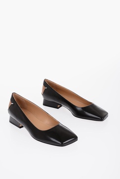 brushed leather ballerinas with cut-out details