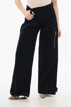 high-waisted velour pleated pants