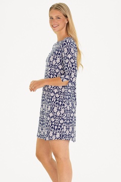 the alicia dress in navy filigree