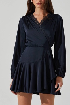 aluma satin mini dress in navy