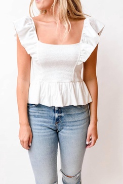 jenny ruffle tank in white