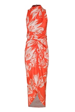cultivo midi dress in orange brooch print