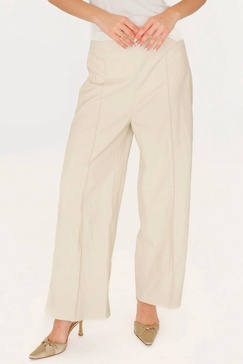 sparkle wide leg vegan leather pants in bone
