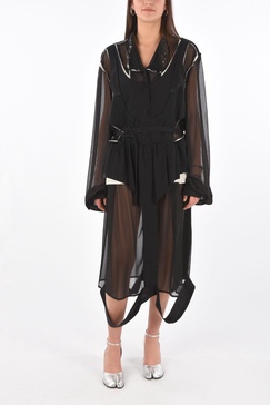 mm0 cut out silk dress with belt