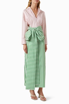 dress claire stripes in grass green & ivory stripes + blush pink & ivory