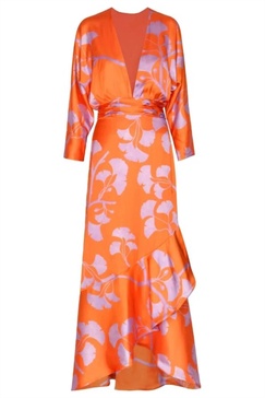 heliconia maxi dress in orange ginko print