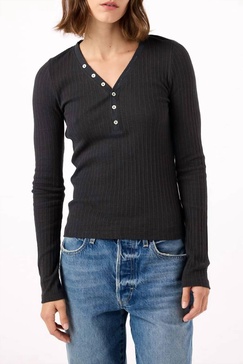 dearest henley top in vintage black