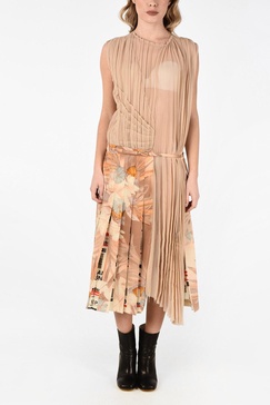 mmo floral-print silk blend accordion maxi asymmetric dress