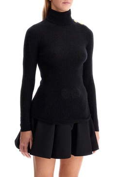 mohair sweater with embossed buttons and