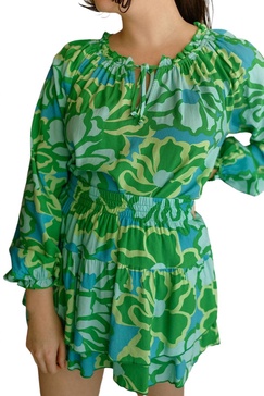 margo tunic top in abstract poppy multi
