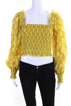 women's emerie top - sun multi square cropped top yellow