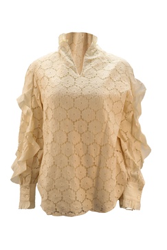 lace rio blouse in cream cotton