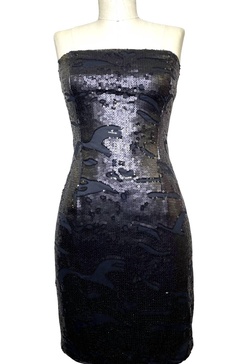 sequin strapless little black mini dress