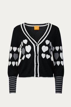 sweetheart cotton silk-blend cardigan in coal