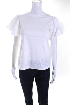 womens ruffle t-shirt white