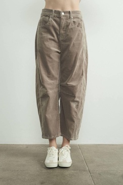 relaxed fit cropped barrel cords pants in brown