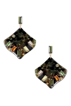 women's acetate rhinestone square dangle earring
