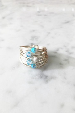 marcia ring with aquamarine ab swarovski crystals