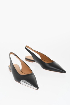 leather point toe slingback ballet flats