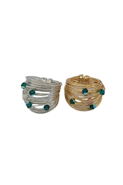 marcia wire wrap ring with deep green swarovski crystals - 14k gold fill/sterling silver