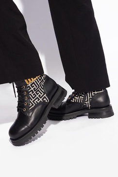 Charlie monogram jacquard and leather ranger boots
