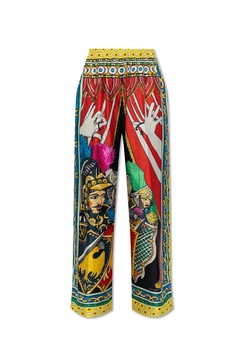 Dolce & Gabbana Silk trousers with Caretto pattern