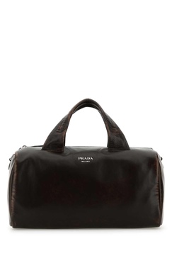 Dark brown nappa leather small travel bag
