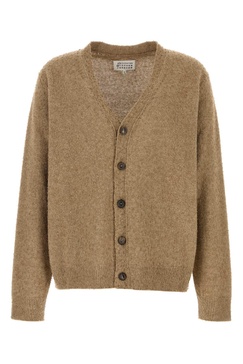 Maison Margiela Men Melange Cappuccino Wool Blend Cardigan