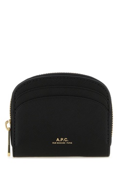 A.P.C. Women Black Leather Mini Demi Lune Wallet