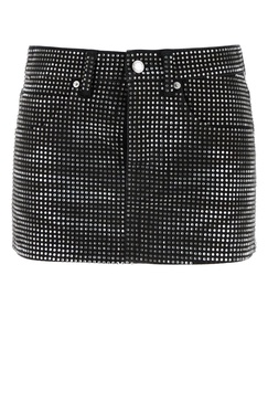 Embellished denim mini skirt