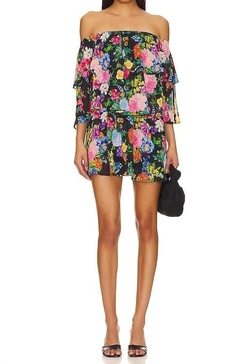 triple decker romper in midnight botanical floral