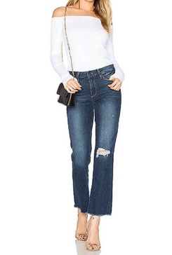 jacqueline straight crop domino destructed raw hem jeans in blue